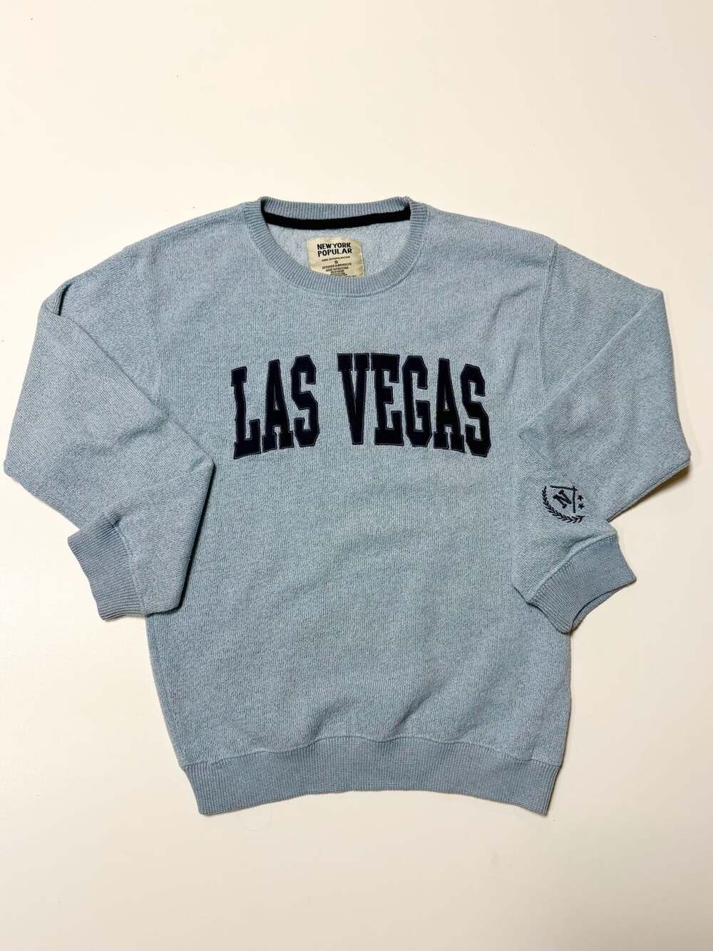 New York Popular Las Vegas Size S Light Blue Sweatshirt preppy, collegiate, vars